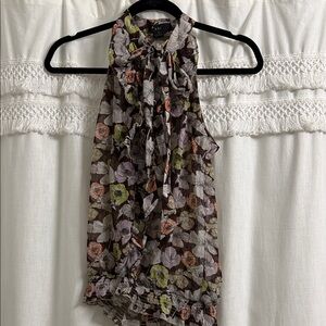 Forever 21 Floral Tie-Front Blouse